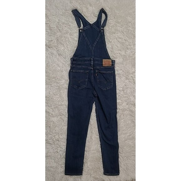 Levi Jeans Womens 29 Blue Denim Overalls Coveralls Signature Outdoors Preppy EUC - Picture 9 of 12